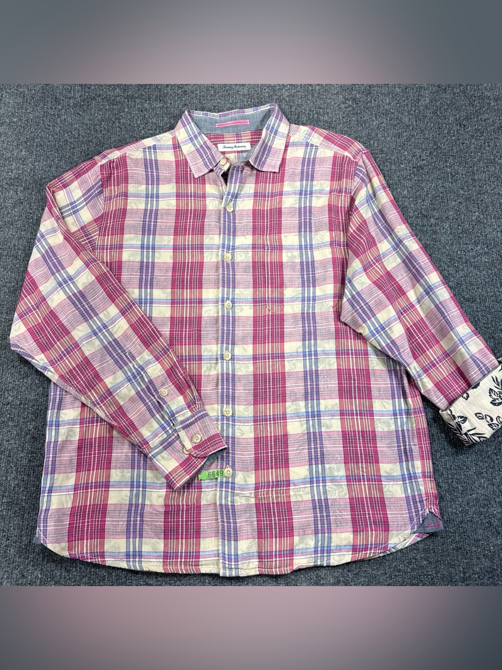 Tommy Bahama Palapa Plaid/Floral Long Sleeve Shirt Mens L Large MSRP $135 NICE!